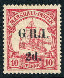 NEW BRITAIN: Sc.#32e * Missing period after "G" of "G.R.I.", XF, OG, ...