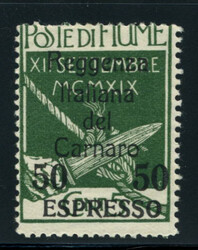 FIUME: Sc.#E5 * FRESH, F, OG! Signed.  Scott #E5, Value $290