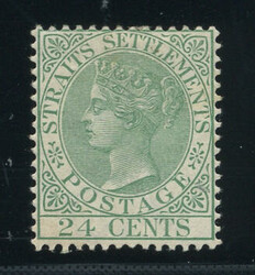 STRAITS SETTLEMENTS: Sc.#15a * VF, OG, CHOICE! Signed. Scott #15a, ...