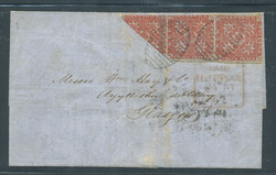 NEW BRUNSWICK: Sc.#1a, 1b [C] SUPERB "Bisect" in strip of 3 tied to ...