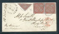 NEW BRUNSWICK: Sc.#1, 1b [C] SUPERB "Bisect" and pair, tied to cover, ...