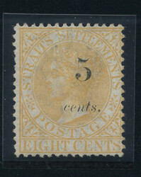 STRAITS SETTLEMENTS: Sc.#29 * VF, OG, SCARCE! Signed. Scott #29, ...