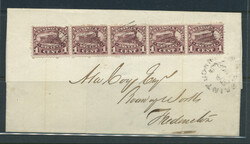 NEW BRUNSWICK: Sc.#6 [C] SUPERB Strip of 5 tied to folded letter, ...