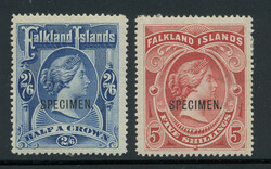 FALKLAND ISL.: Sc.#20S-21S * "SPECIMEN", Set of 2, VF, OG, SCARCE!  ...