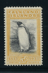 FALKLAND ISL.: Sc.#74a * "Yellow Org." XF, OG, RARE! PES. Cert.  ...
