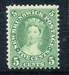 NEW BRUNSWICK: Sc.#8 ** 5¢ Green, Fine NEVER HINGED example ...