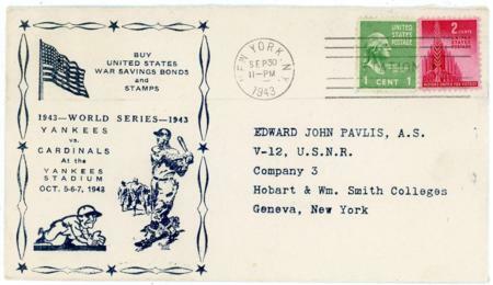 BASEBALL Sc#804,#900-NEW YORK N.Y.-SEP/30/1943-WORLD SERIES-YANKEES ...