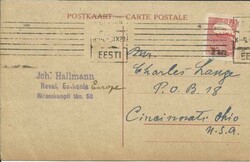 Estonia Sc#56 Tallinn 3/IX/20 machine cancel Transatlantic postcard ...