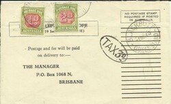 POSTAGE DUE Australia SG#113,#D114 Brisbane unpaid Business Reply ...
