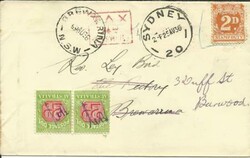 POSTAGE DUE SG#D106(x2) Invalad use of revenue from Sydney ...