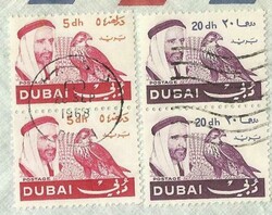 Dubai Sc#60(x2)#82(x2) 28/SEP/1968 commercial Airmail to USA