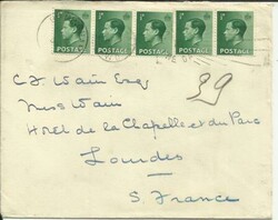 Great Britain SG#457(x5) Birmingham 12/JUN/1937 machine & handstamp ...