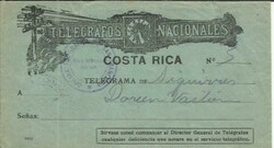 Costa Rica Illustrated TELEGRAM Envelope Purple habdstamp Oficina ...