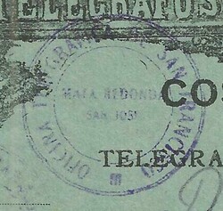 Costa Rica Illustrated TELEGRAM Envelope Purple habdstamp Oficina ...