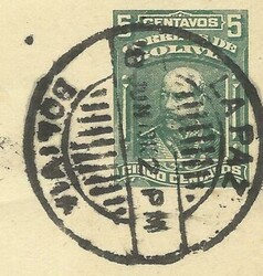 Bolivia Postal Envelope HG:B12 La Paz 8/JUN/18 to Peru, backstamped, ...
