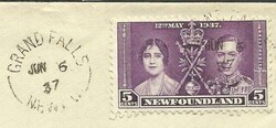 Newfoundland SG#256(coronation issue) Grand Falls JUN/6/37 to USA