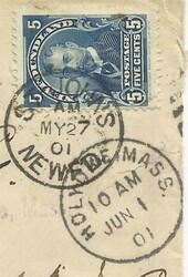 Newfoundland SG#90(single frank) St John''s MY/27/01 to USA, MISSENT ...