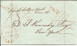 Canada Stampless CROSS BORDER Montreal PAID,to NEW YORK- JUN/2/1844, ...