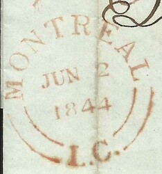 Canada Stampless CROSS BORDER Montreal PAID,to NEW YORK- JUN/2/1844, ...