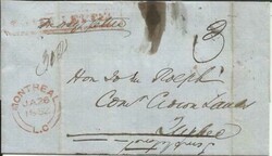 Canada Stampless MONEY LETTER Montreal JA/26/1852 to Quebec