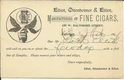 US postalcard Sc#UX12 Illustrated Adv "FINE CIGARS" Baltimore,MD 1896