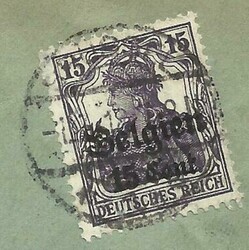 Germany WWI Occupation BELGIUM Sc#N16(single frank) Brussells