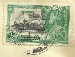 Malta SG#210(single frank)SILVER JUBILEE, Sliema E/35 to USA