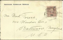 Lourenco Marques Sc#39(single frank)13/7/1912 to USA, Backstamped