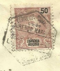 Lourenco Marques Sc#39(single frank)13/7/1912 to USA, Backstamped
