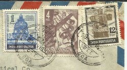 Portuguese India Sc#510,#503,#515 GOA 1/JUN/1952 Airmail to USA