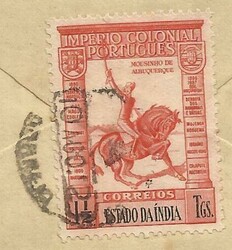 Portuguese India Sc#445(single frank) Margao 10/AGO/41 WWII Censor to ...