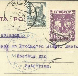 Spain postalcard HG:90 uprated Sc#644 Bilbao 10/FEB/38 CIVIL WAR ...