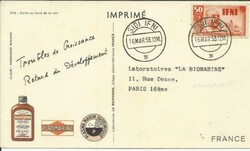 IFNI Sc#51(single frank)SIDI IFNI 16/MAR/53, commercial use, postcard ...