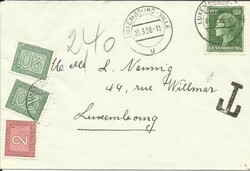 Luxembourg POSTAGE DUE Sc#J32,#J25(x2)Luxembourg-Ville 3/3/58