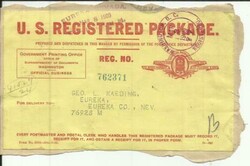 US OFFICIAL PENALTY REGISTERED LABEL Washington DC MAR/3/1909 to ...