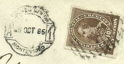 Uruguay Sc#66(single frank) Montevideo 8/OCT/85 to USA, opened rough, ...