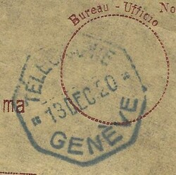 Switzerland TELEGRAM ENVELOPE & CANCEL Geneva 13/DEC/20