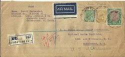India SG#232,#239,#214 Coimbaore East 19/MAY/1937 Airmail to USA, ...