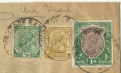 India SG#232,#239,#214 Coimbaore East 19/MAY/1937 Airmail to USA, ...