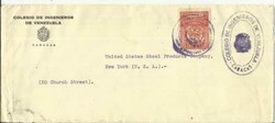 Venezuela Sc#306(single frank)OFFICIAL "Colegio de Ingenieros" to USA