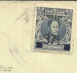 Venezuala Sc#310(single frank) 1934 to Austria, backstamped