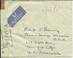 Bahrain SG#49,#33,#46 WWII Censor-PP/14 Airmail to USA