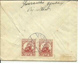 Poland Sc#232(x2) WOJNILOW (now UKRAINE) 13/II/27 to USA, backstamped