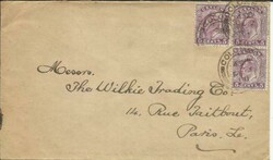 Ceylon SG#290(x3) Colombo FE/4/11 to Paris