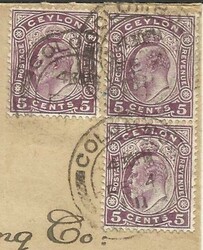 Ceylon SG#290(x3) Colombo FE/4/11 to Paris