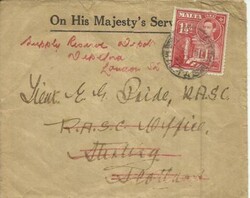 Malta SG#220(single frank)OFFICIAL Valletta MR/22/39 to Scotland ...
