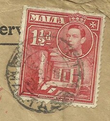 Malta SG#220(single frank)OFFICIAL Valletta MR/22/39 to Scotland ...