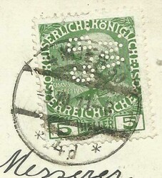 Austria Sc#113-PERFIN G.B.W.- Vienna 3/VII/11 on postcard