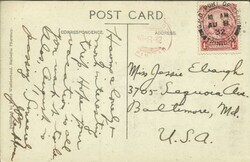 Barbados SG#231 PAQUEBOT TRINIDAD(red) 8/8/32 postcard view "Joes ...