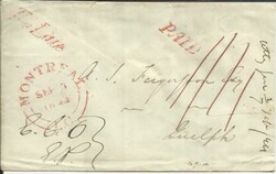 Canada Stampless Montreal SEP/3/1844 TOO LATE PAID to Guelph, ...